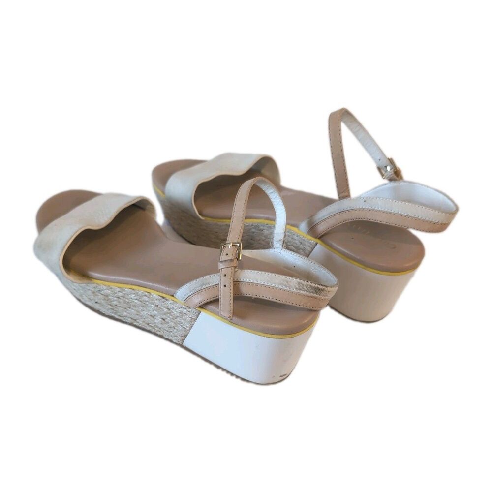 Cole Haan Ivory Leather Woven Platform Wedge Sandals Women's Size 9.5 B - Picture 7 of 11